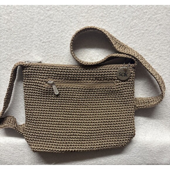 The Sak Women’s Brown Crochet Woven Small Zip Close Crossbody Purse - Picture 3 of 3